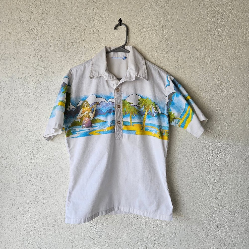 Vintage 70s 80s OP Surfer Hawaiian Beach Island Summer Polo Shirt Mens S Small